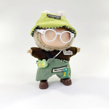 Stylish Adorable 17cm Dolls Clothes 6PCS Doll Outfits Dress-Up with Hat + Top + Pants + Glasses + Shoes + Pendant Accessories (No Dolls)