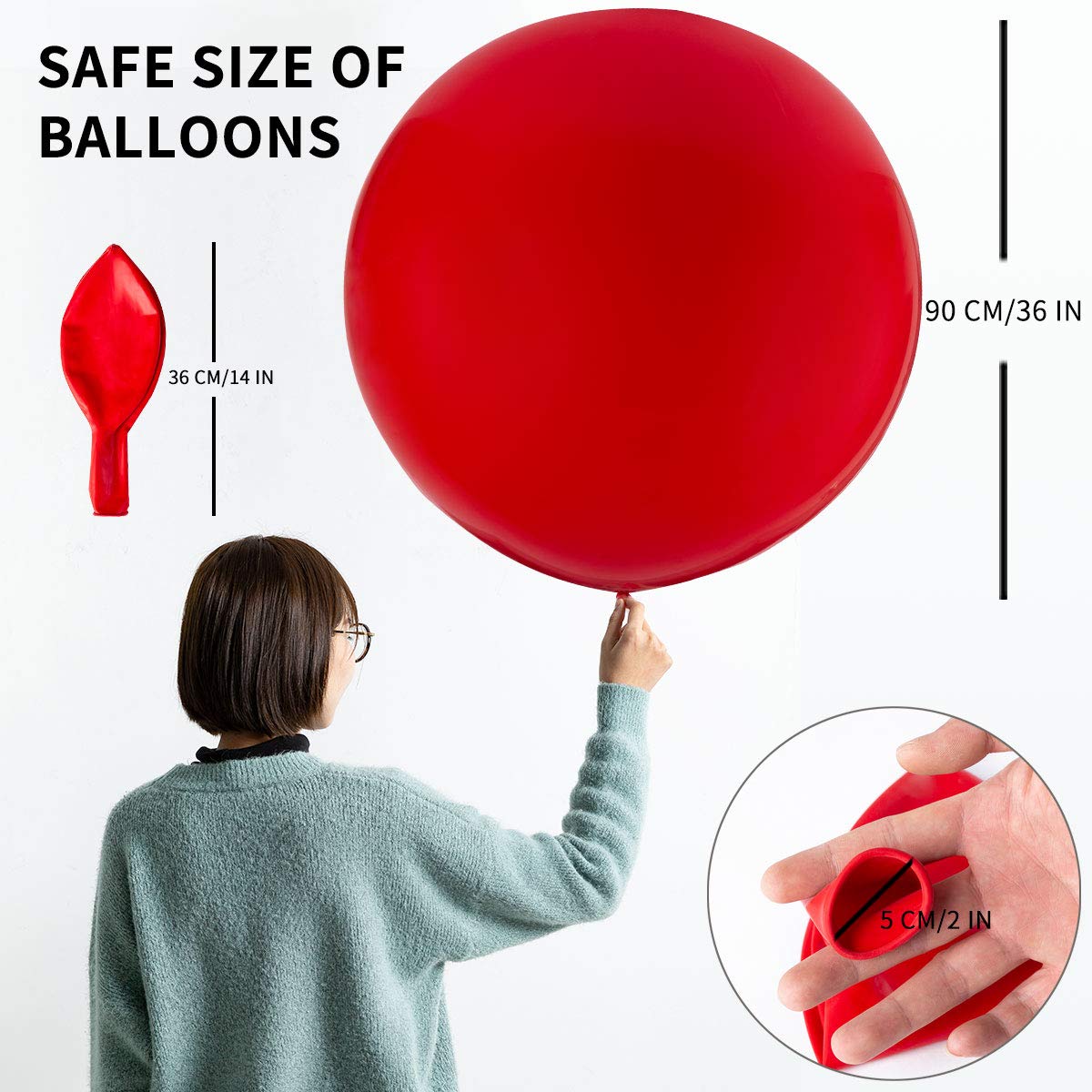 Oupking Giant Thick Balloons 36 Inch Magenta Big Round Latex Balloons 6 Packs For Party Decorations