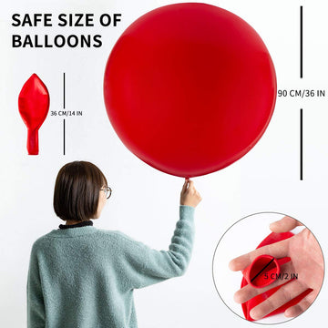 Oupking Giant Thick Balloons 36 Inch Magenta Big Round Latex Balloons 6 Packs For Party Decorations