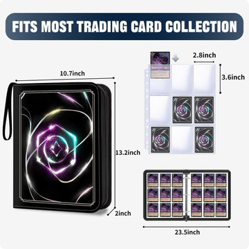 LOMONEH Card Binder for Lorcana Cards enhanced 9 Pocket Trading Card Album Fits 900 Cards with 50 Removable Sleeves Compatible with TCG MTG Sports Game Trading Cards (Black)