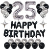 Naninuneno 25Th Black Silver Birthday Party Decorations For Men Women, Happy 25 Birthday Party Supplies With Black Happy Birthda