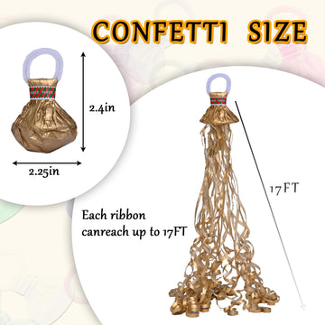 12 Pack Golden Streamer Poppers, No Mess Confetti Poppers,Party Poppers No Mess Streamers Easy to Clean Handheld Streamer Cannon