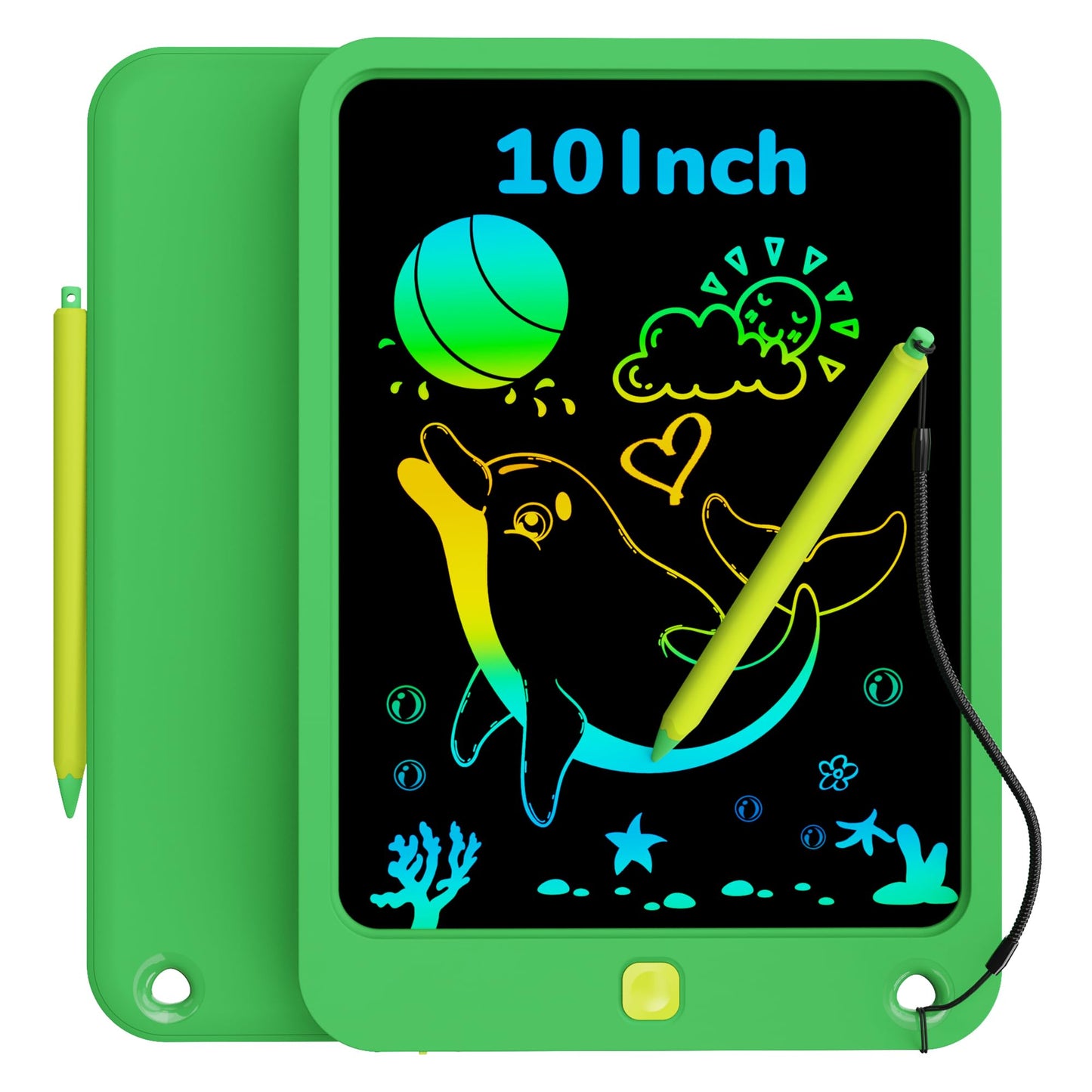 Kokodi Lcd Writing Tablet For Kids, 10 Inch Colorful Drawing Tablet, Educational Learning Kids Toys For Age 3-12 Years Old, Toddler Doodle Board,Green