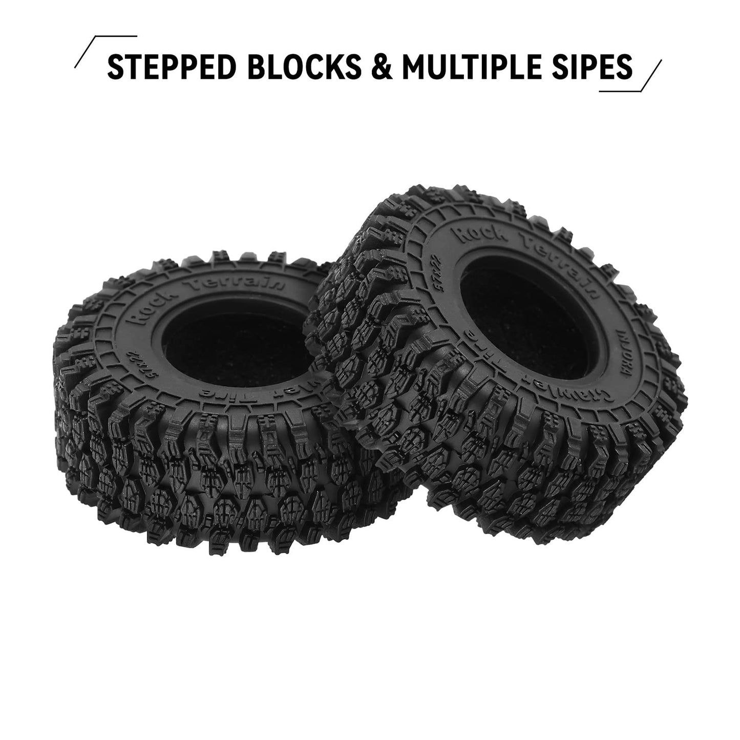 INJORA 1.0 Tires - 57 * 22mm S5 Super Soft Sticky Crawler Tires for TRX4M Axial AX24 SCX24 FCX24 Enduro24 Upgrade,T1016