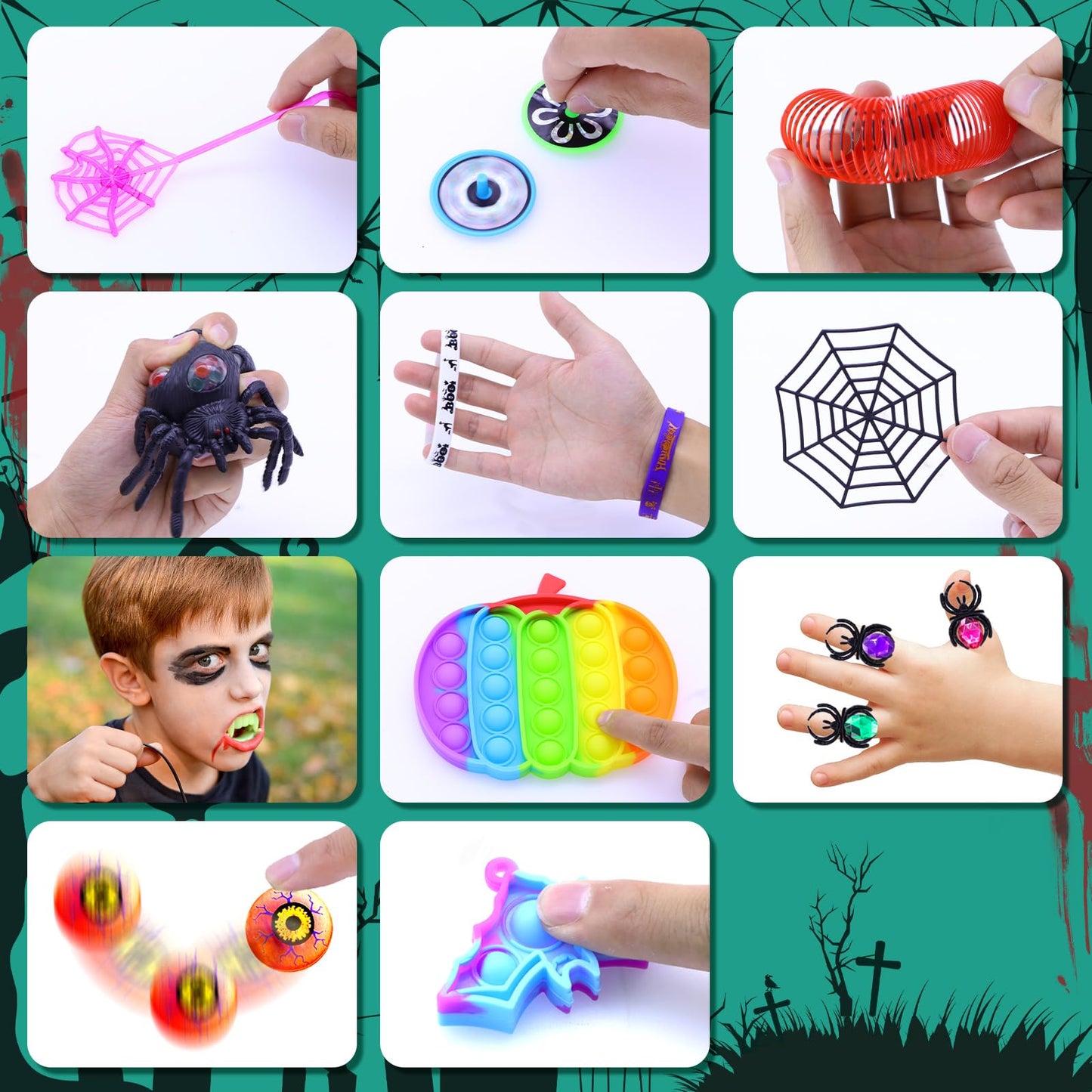 Forlinx 400Pcs Halloween Party Favors For Kids,Bulk Halloween Toys ,Halloween Goodie Bag,Halloween Stuffers,Halloween Classroom