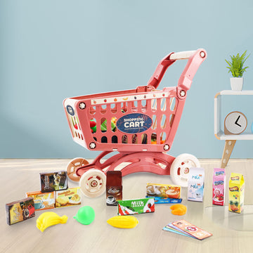 Deao Kids Shopping Cart Trolley For Groceries Toddlers 65 Food Fruit Vegetables Pretend Play Food Role Play Educational Toy Play