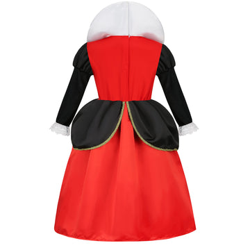 Lmyove Girls Queen Of Hearts Costume Kids, Red Heart Queen Fairytale Outfit For Girls, Halloween Costume Dress Up Cosplay