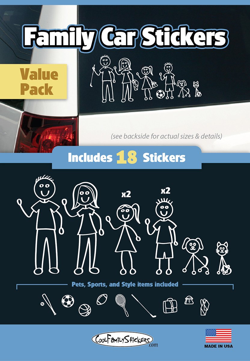 WMI Designs (12050) White Line Family Vinyl Stickers Compact Kit (18)