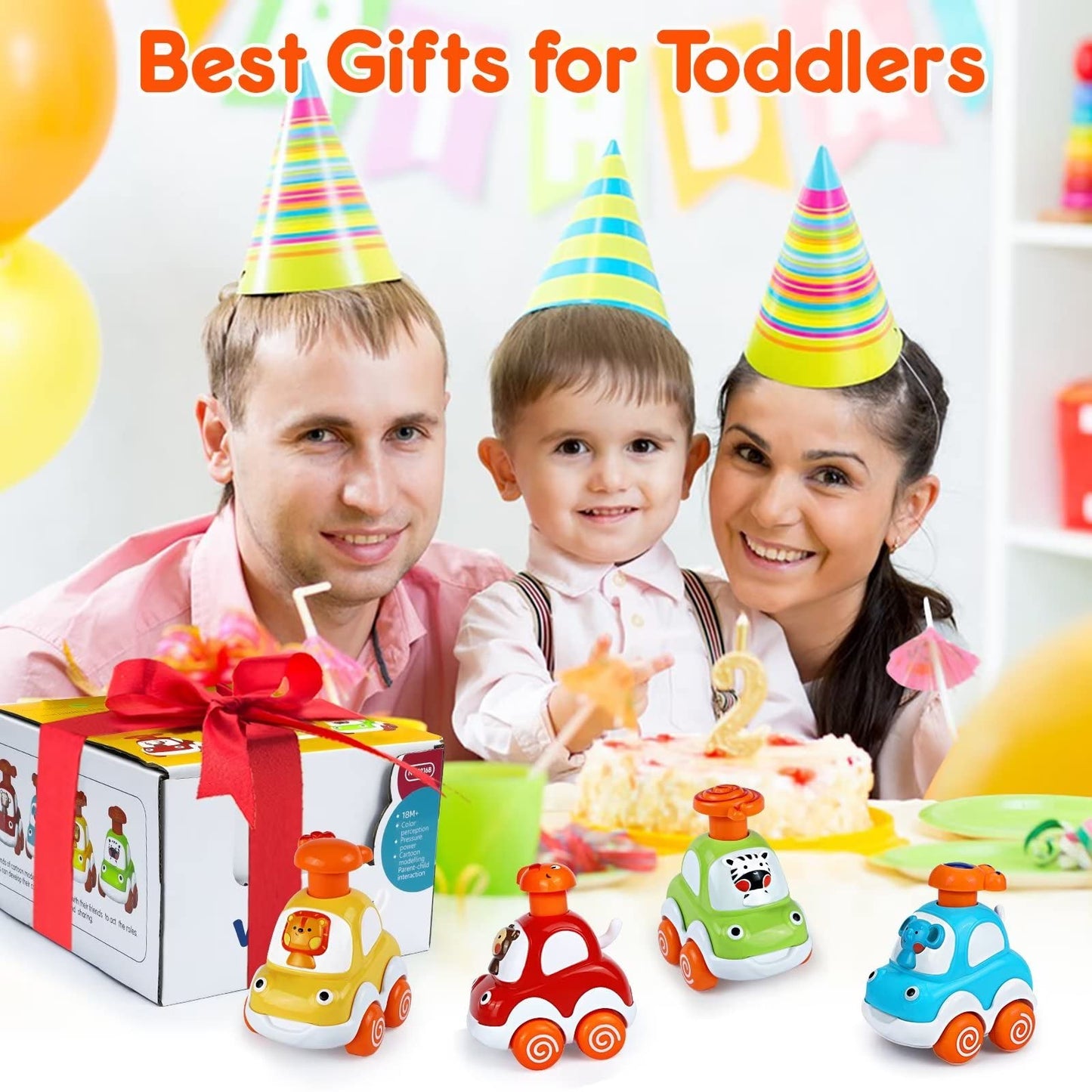 Cars Toys For 1 Year Old Boy Gifts Press And Go Cartoon Toys Cars For Toddlers 1-3 Baby Toys 12-18 Months Toddler Toys Age 1-2 O
