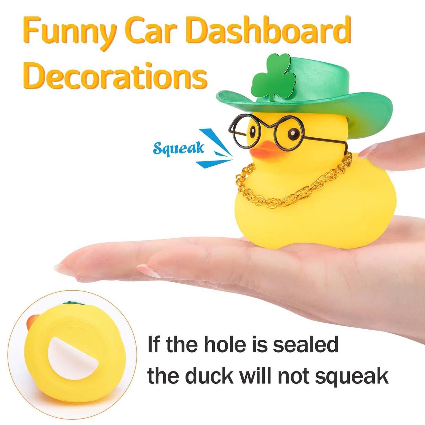 wonuu Rubber Duck St. Patrick's Day Decorations Patrick's Day Party Favors Supplies Duck Lucky Green Shamrocks Hat Car Rubber Du