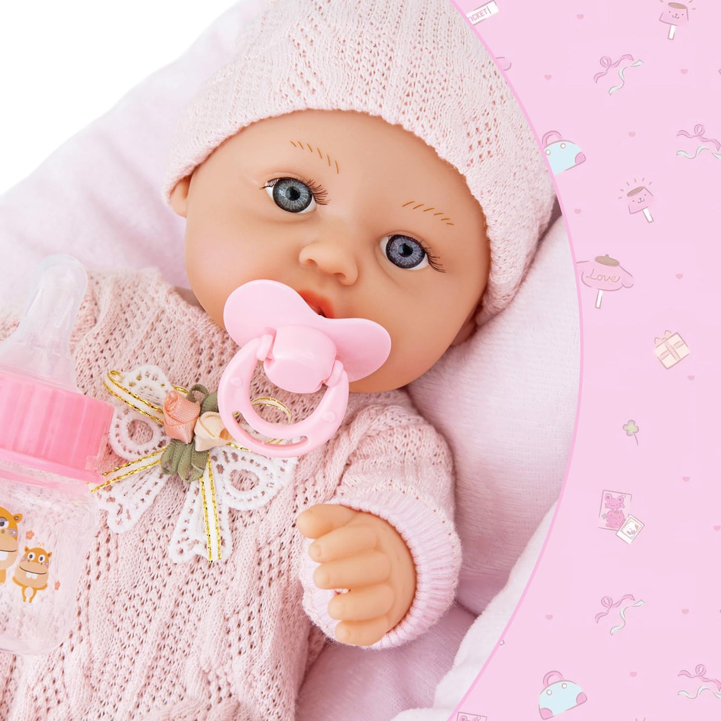 12 Inch Baby Dolls Set With Accessories And Clothes,Newborn Girls Baby Doll With Soft Sleep Bassinet Bed Crib Pillow Blanket Pac