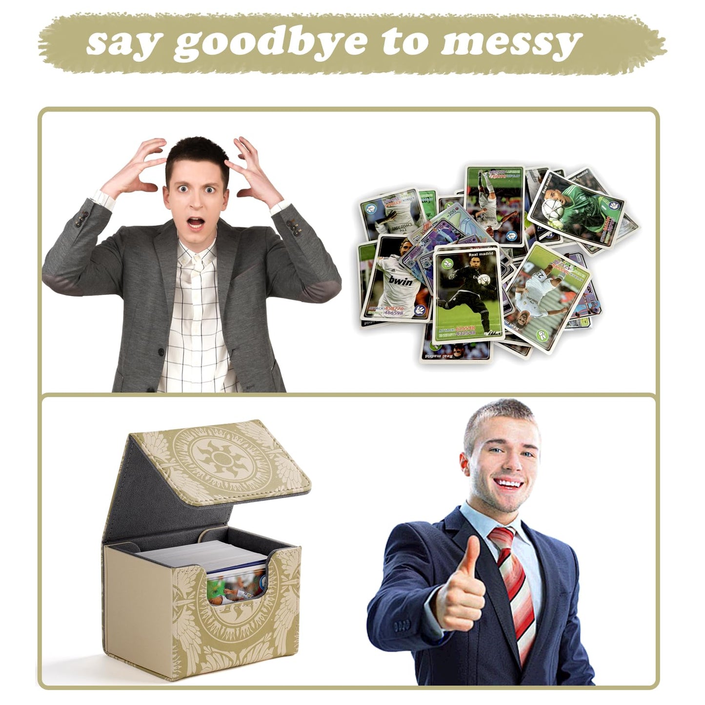 Deck Box for MTG Cards Trading Commander Deck Case Holds 120+ Sleeved Cards PU Leather Magnetic Collectible Card Storage Box Fits for TCG Magic Card (Yellow)