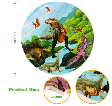 Wooden Dinosaur Puzzles For Kids Ages 4-6, Set Of 2 Packs With 48-Piece Jigsaw Puzzles Preschool Educational Brain Teaser Boards Toys Gifts Children, Wood Puzzles For 3 4 5 6 7 8 Years Old Boys Girls