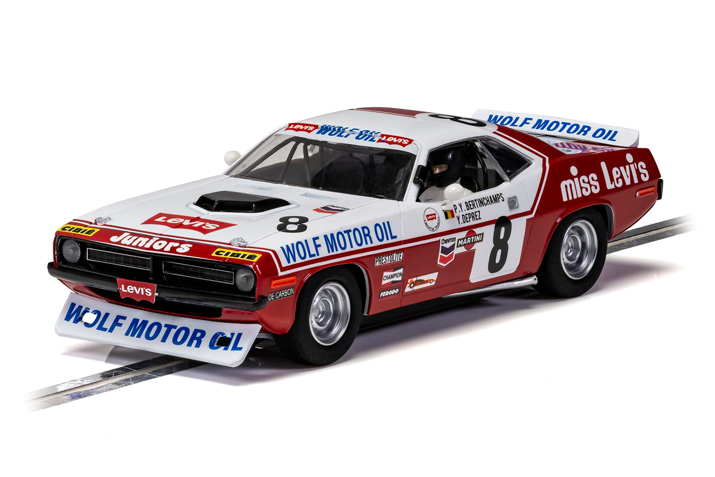 Scalextric Chrysler Plymouth Hemi Cuda 1973 Spa 24 Hours Miss Levi'S 1:32 Slot Race Car C4247