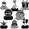 Pajean 8 Pieces Sliver and Black Birthday Party Honeycomb Centerpieces Sliver Black Table Centerpieces Decorations Table Centerp