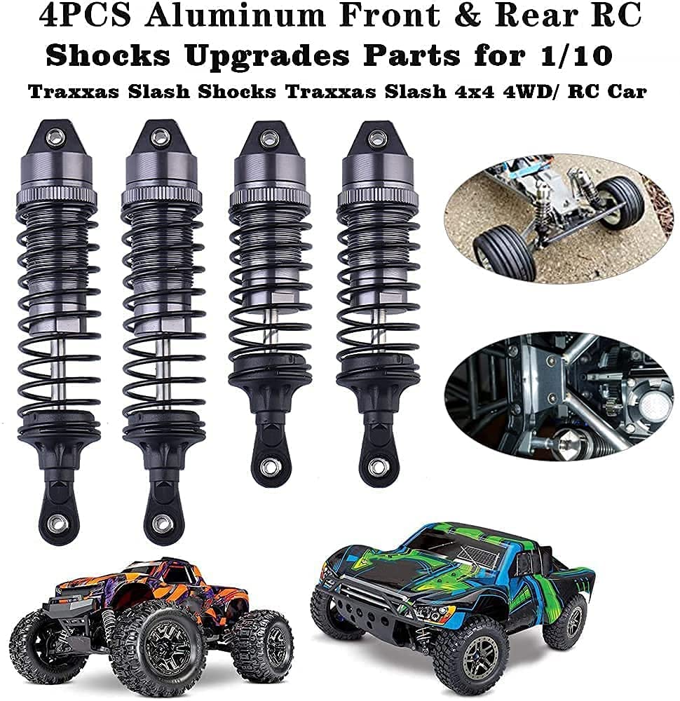 OGUNKE RC 4PCS Aluminum Front & Rear RC Shocks for 1/10 RC Truck Traxxas Slash 2WD/4x4 shocks Rustler 4X4 shocks Stampede 4X4 sh