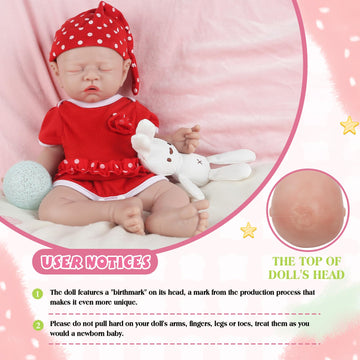 IVITA 12 inch Lifelike Sleeping Full Platinum Silicone Baby Doll Realistic Eye Closed Newborn Baby Doll Real Life Silicone Baby