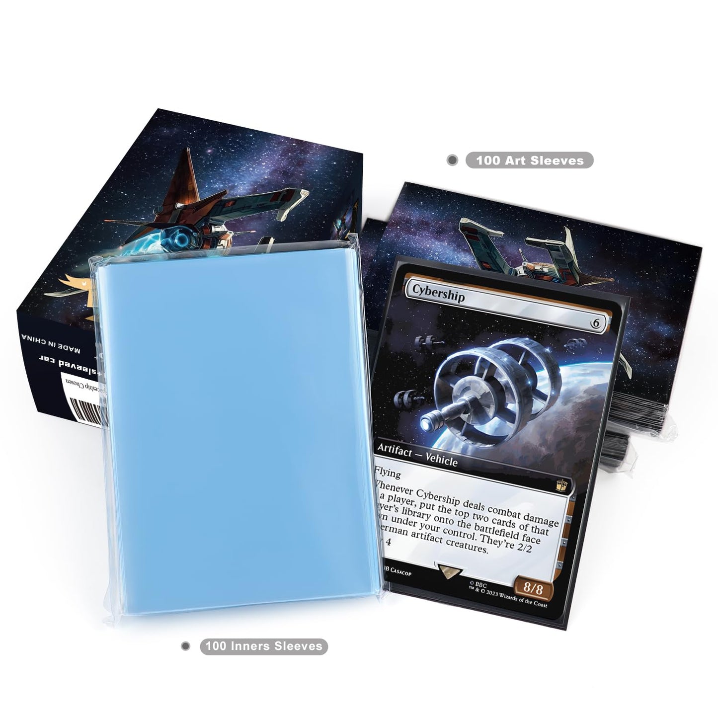 Katomula 100 MTG Card Sleeves - Textured Back Art, Standard Size, Model MS051, Color: Spaceship