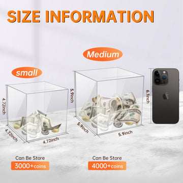 Aipor Clear Piggy Bank For Adults/Kids Must Break To Open, Unopenable Acrylic Piggy Bank, Acrylic Clear Piggy Bank For Boys/Girl