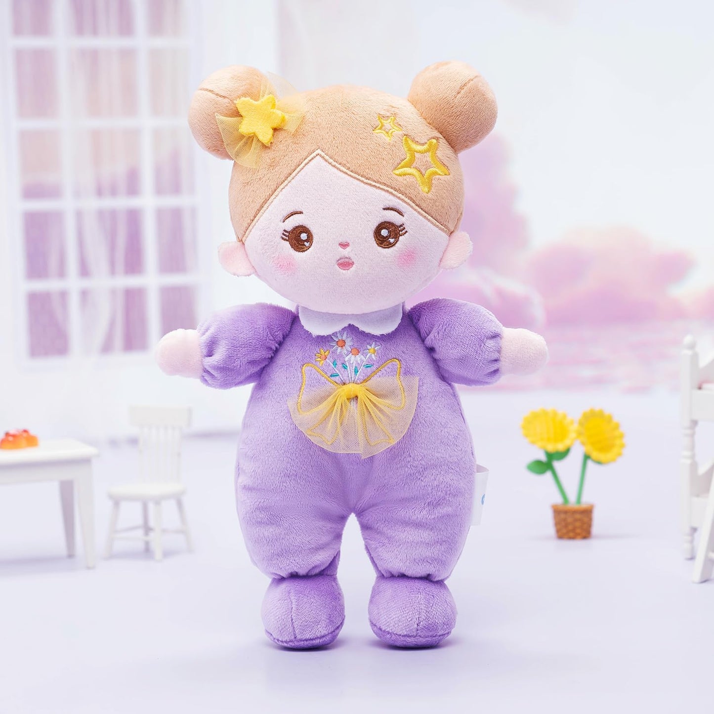 Ouozzz Soft Baby Doll For Girls - My First Baby Doll Birthday Gifts For Girls Plush Rag Dolls Daisy Purple Dress Toy For Toddlers Kids Infants 10'