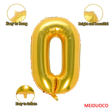 32 Inch Gold Number 0 Balloons Foil Ballon Digital Birthday Party Decoration Supplies (Gold Number 0 Balloon)
