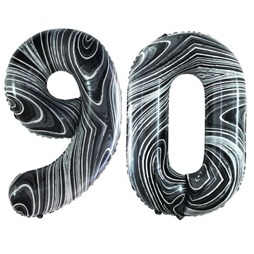 Goer Number 90 Balloons For 90Th Birthday Party Decorations,42 Inch Jumbo Foil Helium Balloons For 90Th Anniversary (Marble Black)