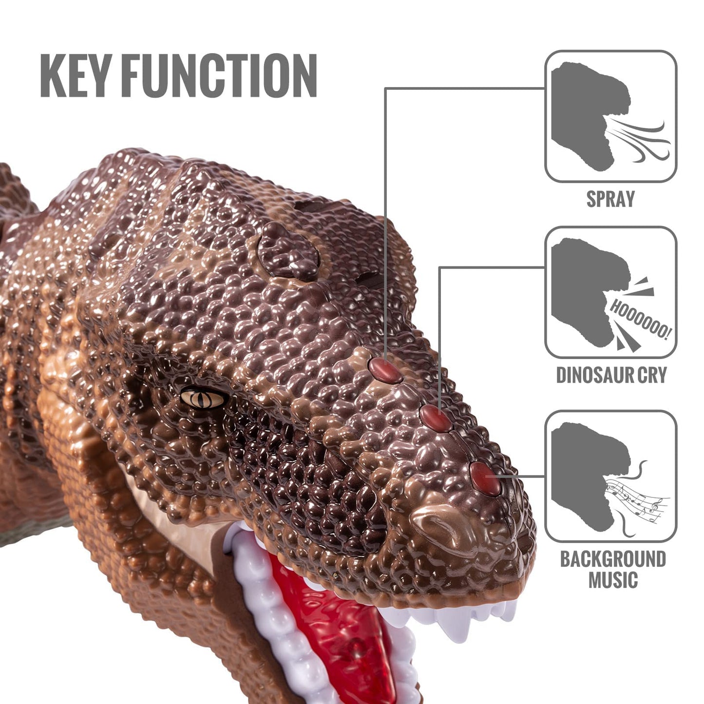 Temi Large Dinosaur Toys For Kids 3-5, Jumbo Tyrannosaurus Rex With Mist Spray, Light And Sounds, One Big Hollow T-Rex Stored Wi