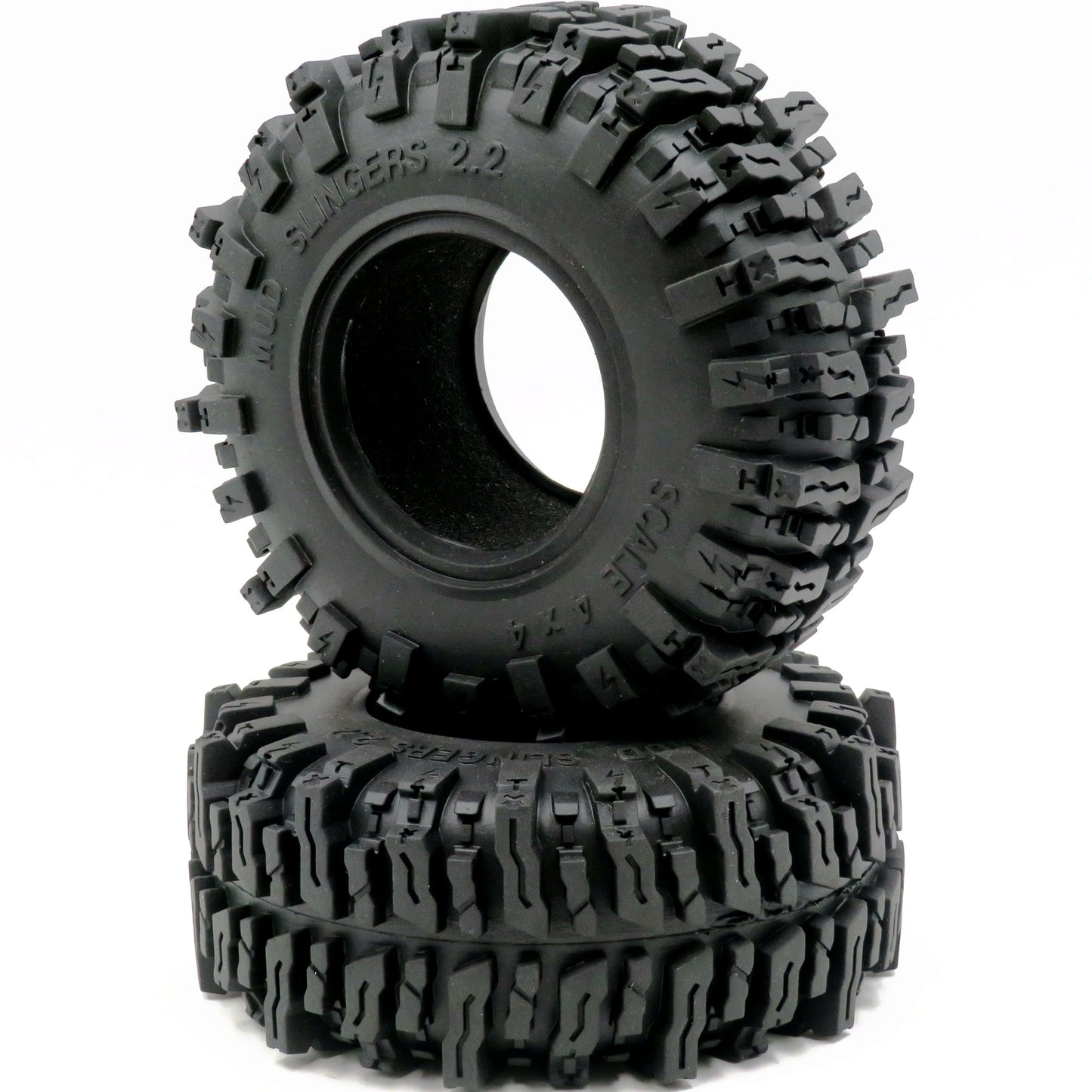 HOBBYSOUL 2pcs RC 2.2 Mud Slingers Tires Soft Sticky Crawler Tyres Tall 124mm / 4.88inch for Axial Wraith Axial Yeti 1/10 / Trax