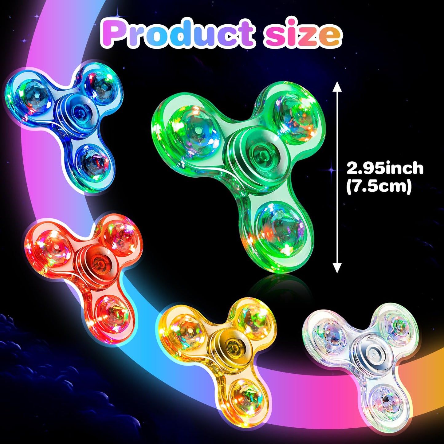 Figrol Fidget Spinners 5 Pack, Led Light Up Fidget Toys Christmas Party Favors Goodie Bag Stuffers Fidget Packs Party Supplies For Kids' Birthday Gifts Return Gifts Classroom Prizes