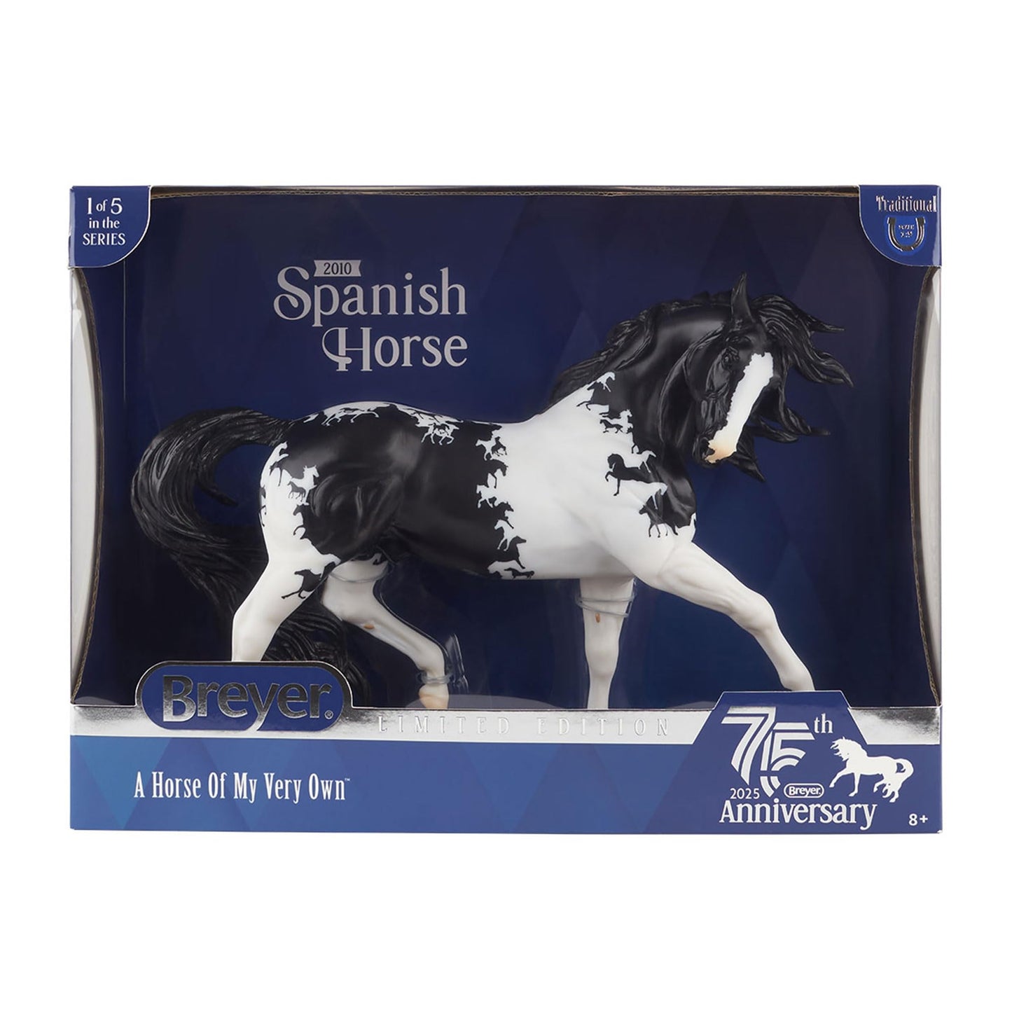 Breyer 75th Anniversary Iberian Horse Figurine - Black and White, 11.5" L x 8.5" H, Model #B-TR-10322, Plastic