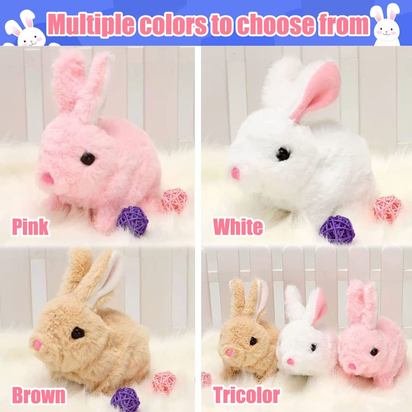 Bunny - My Realistic Bunny Toy,Bunny Realistic Bunny,Easter Basket Stuffer Realistic Bunny Toy,Jumping, Twitching, and Shaking E