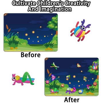 Yazhiji Foil Art Craft Kits For Kids - Bugs Butterfy Mess -Free Fun Activity Set For Child, Diy Printing Craft Kit,Gifts For Age