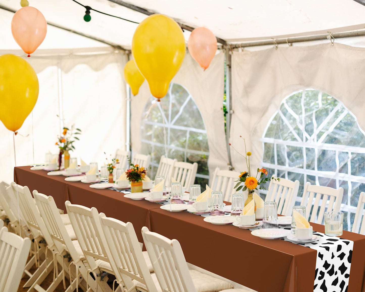 Remagr 54 x 108 Inch Cow Tablecloth for Party Decor Western Table Cloth Cowboy Print Plastic Rustic Table Runner Highland My Fir