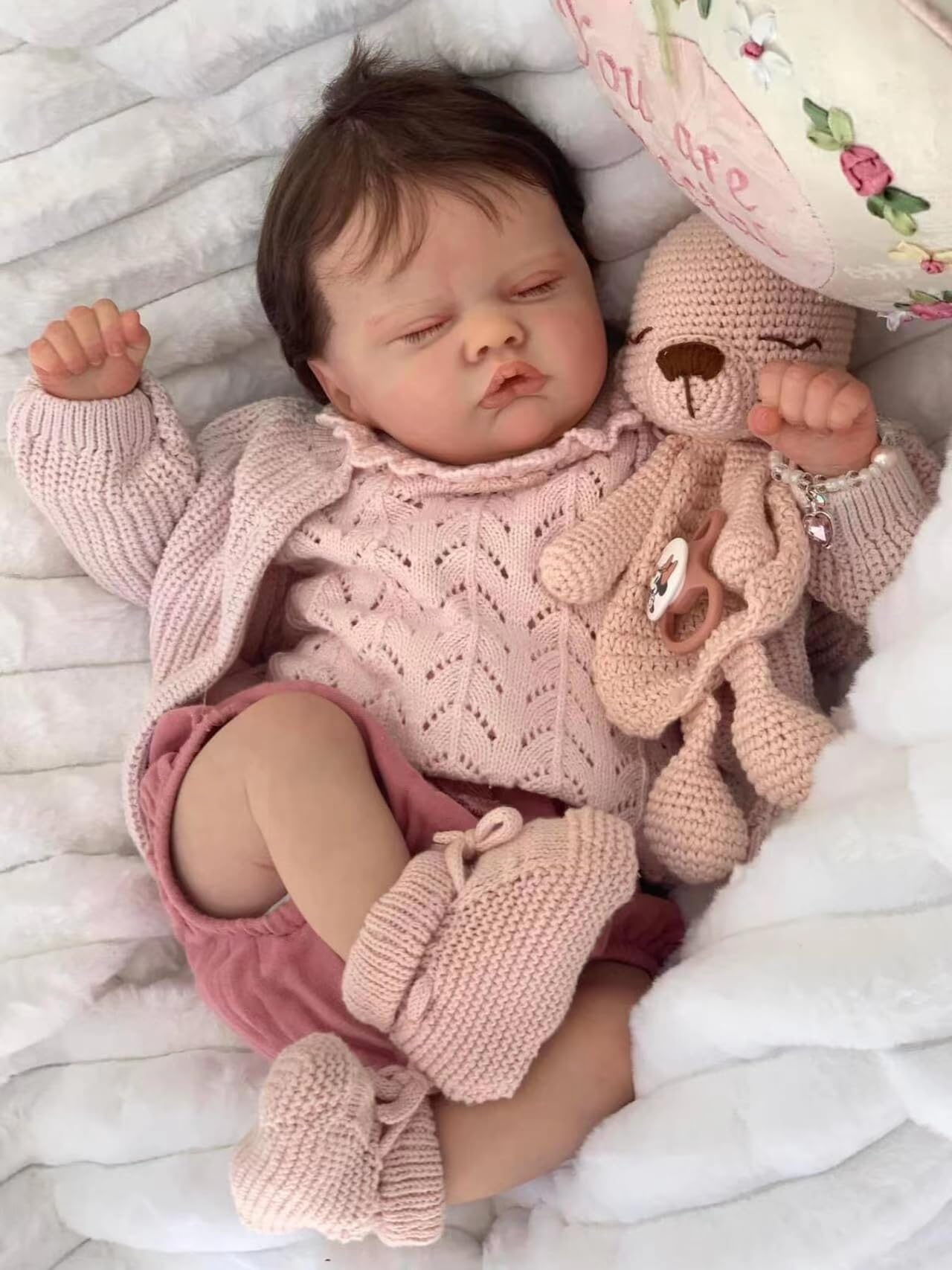 Maihao 19-Inch Reborn Baby Dolls Girl Lifelike Baby Dolls Realistic Reborn Doll Girl Soft Body Eyes Closed Newborn Real Life Baby