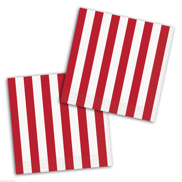 Red Striped Beverage Napkins, 16ct