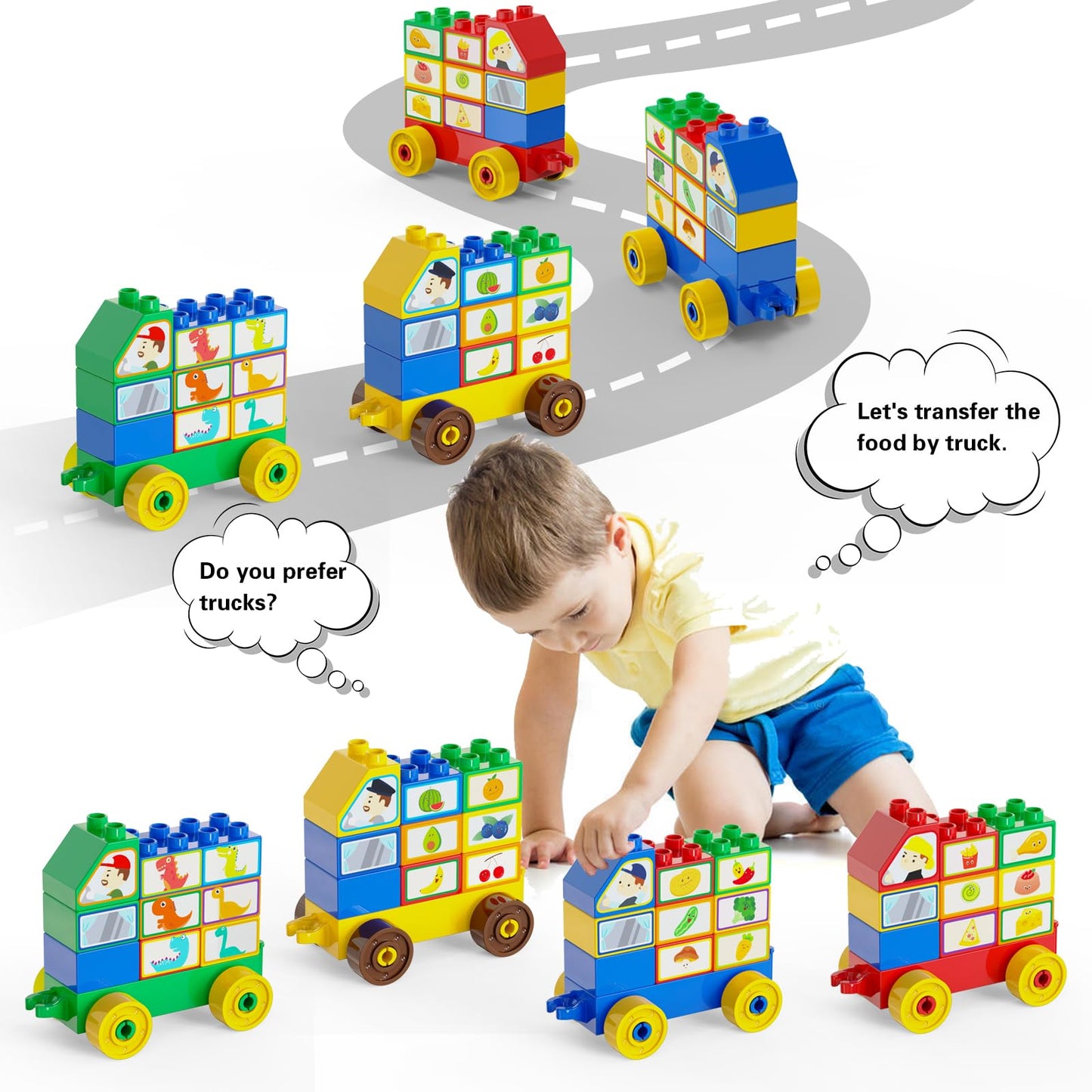 Anpcso Kids Toys For 2 3 4 5 6 7+ Year Old Boys Toddlers Classic Brick Set, Dinosaurs, Cars, Build, Learn And Play, Educational Interactive Creative Diy Toy Compatible With All Major Brands