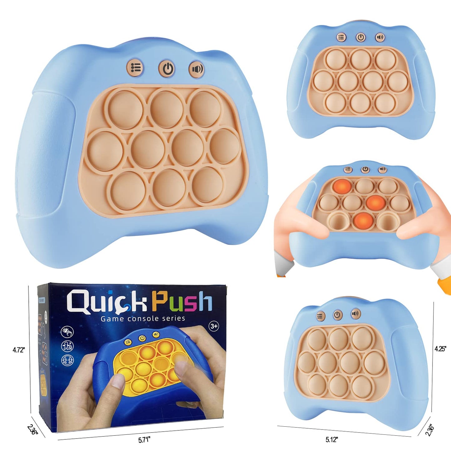 Pop The Target! Handheld Speed Pushing Game Machine: A Fun Multiplayer Game for Family. Fidget Game Toy for 6 7 8 9 10 11 12 Years Old Light Blue