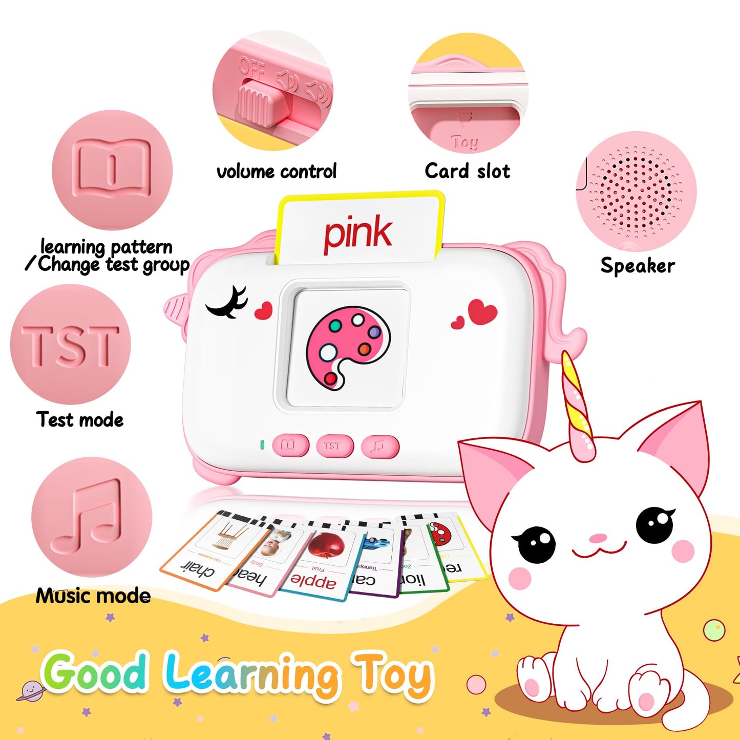 Hopeeye Talking Flash Cards For Toddlers 1-3 2-4, Learning Toys For 1-6 Year Old Boys And Girls, Autism Pocket Speech Therapy, E