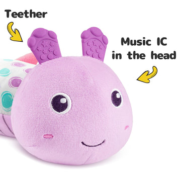 Sumobaby Infant Baby Musical Multi-Sensory Caterpillar, Stuffed Animal Activity Soft Toys, For Tummy Time Newborn 0-3-6-12 Months Girls, Purple