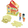 Bluey - Wooden Carry Along House - Indoor & Outdoor Play, 22 Pieces Including 6 Characters & 15 Piece Puzzle Mat - Portable Acti