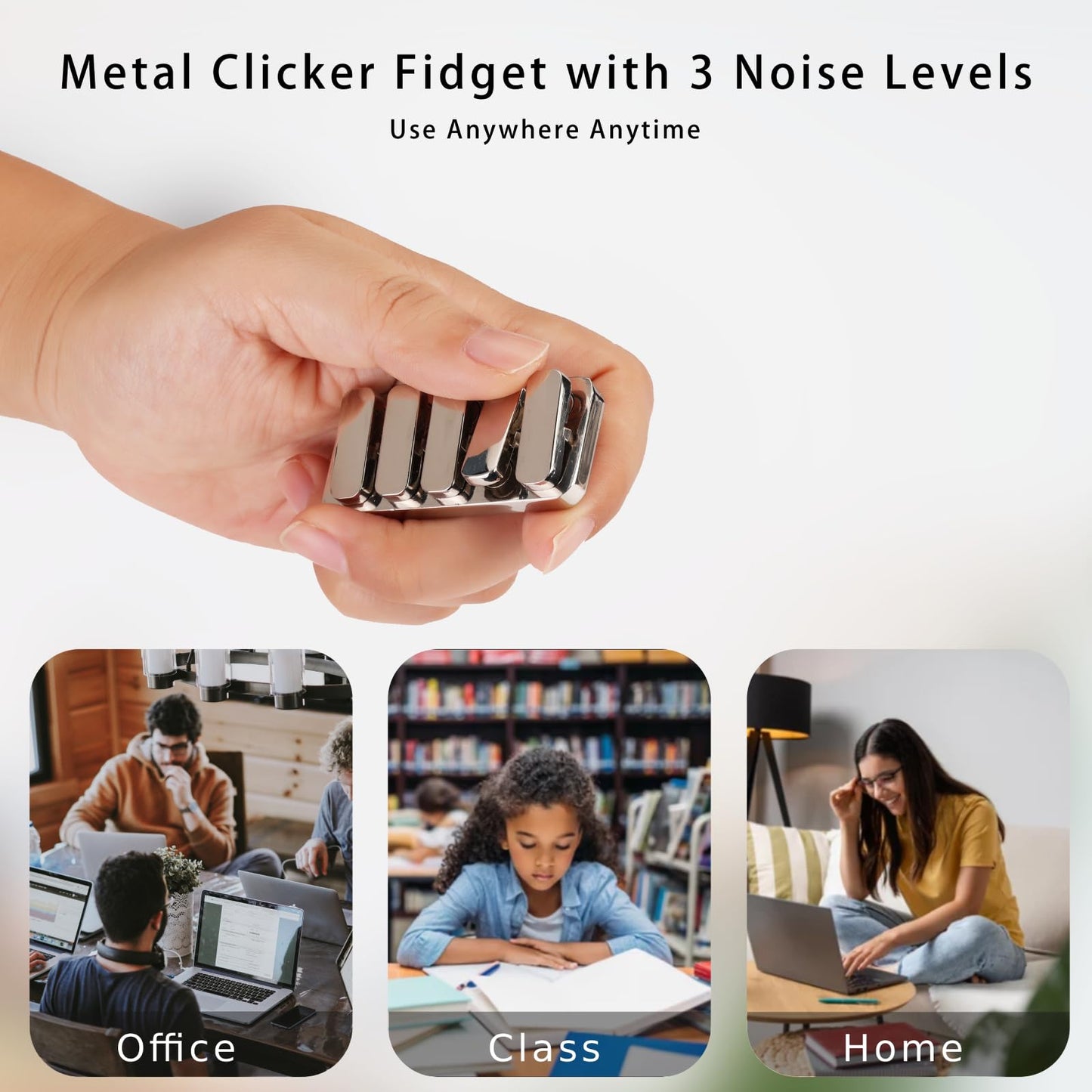 Fidget Toys Adults Metal Fidget Slider Edc Magnetic Haptic Fidget Clicker With 3 Noise Levels, Loud-Quieter-Quiet Fidget Toy For