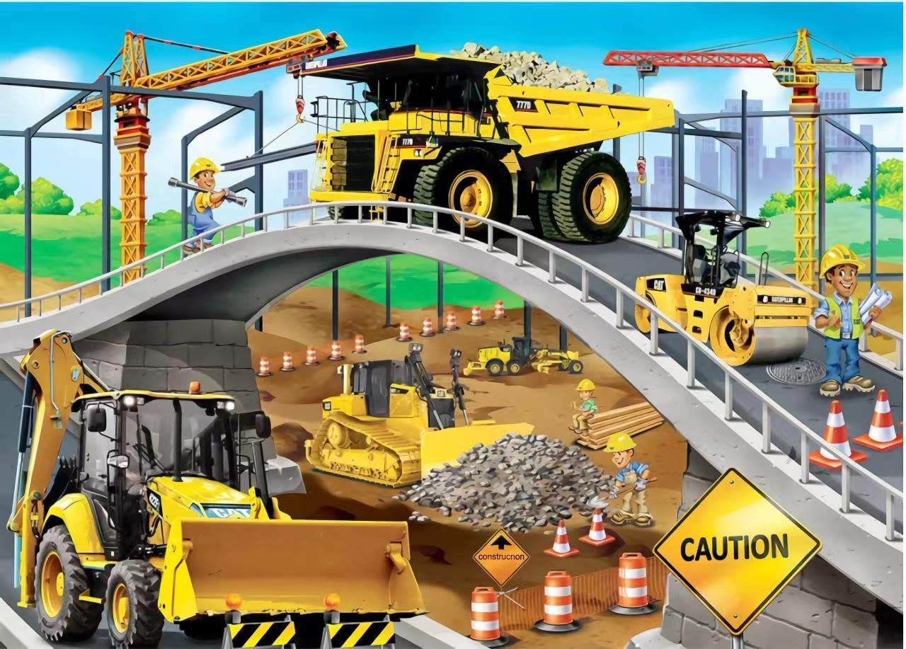 Lelemon Puzzles For Kids Ages 4-8,Construction Site 100 Piece Puzzles For Kids,Educational Kids Puzzles Jigsaw Puzzles In A Metal Box,Children 100 Piece Puzzle Games Puzzle Toys For Girls And Boys