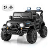 Costzon 12V Kids Ride on Truck Car, Electric Vehicle w/Remote Control, Threaded Wheels, 3 Speeds, LED Lights, Music, Horn & Wire