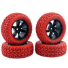 LAFEINA 1:10 Rally Car 75mm Rubber Tires and Wheel Rims for 1/10 Scale HSP 94123 HPI Kyosho Tamiya RC On Road Car(Red)