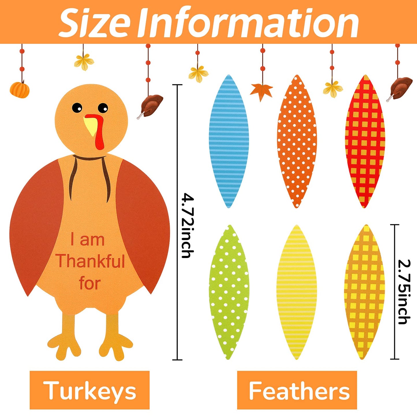 Gejoy 56 Pieces Thanksgiving Turkey Craft Kits Diy Turkey Thanksgiving Party School Activities Decoration Supplies, Makes Up To 8 Turkeys (Orange Series)