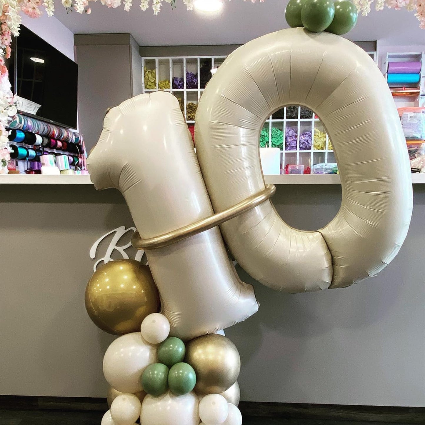 40 Inch Cream White Number 14 Balloon, Large 14 Balloon Numbers, Big Foil Helium 14 Birthday Balloons for 14th Birthday Party De