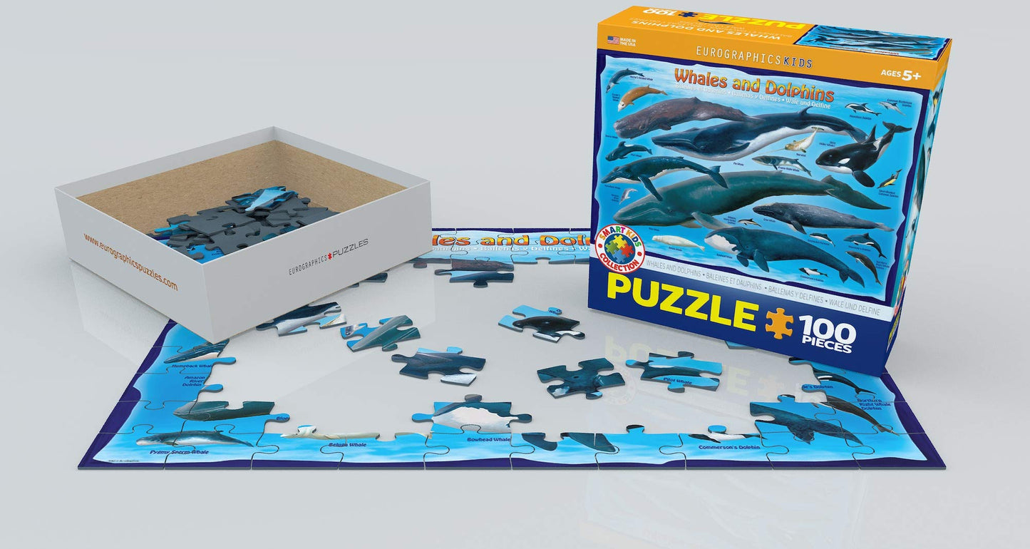 EuroGraphics Whales & Dolphins Jigsaw Puzzle - 100 Piece Cardboard Puzzle