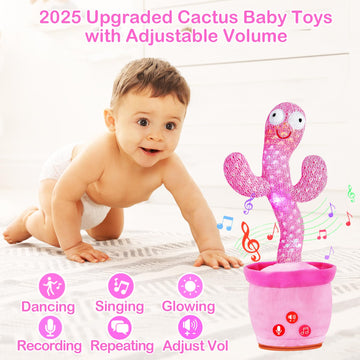 Rechargeable Dancing Talking Cactus Toy Interactive Cactus Baby Toy Mimicking Singing Educational Baby Toys w/ 51 limited availability English Songs for Babies Baby Girl Toys Gifts Stocking Stuffers for Kids
