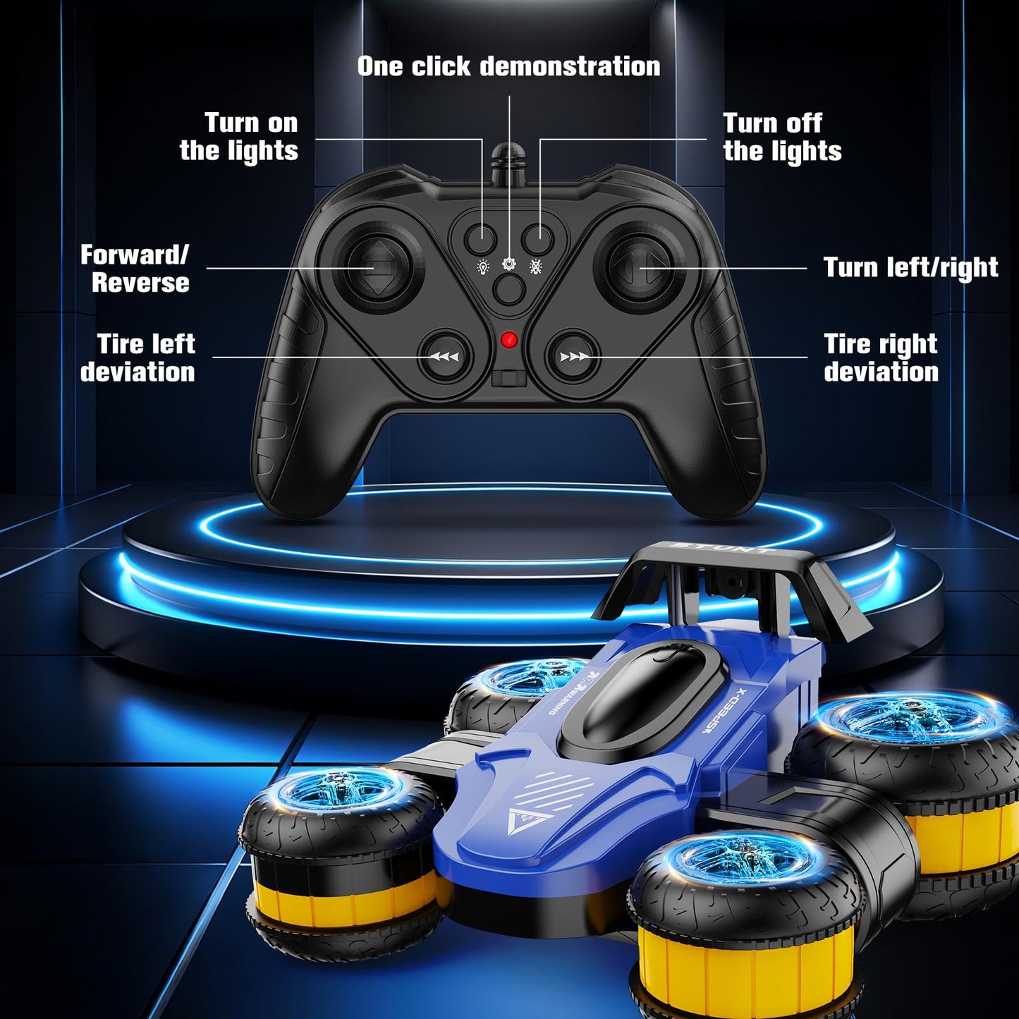 ZSYMIMRC High Speed Drift Remote Control Stunt Deformation Car, Birthday Gifts, for Boys and Girls 3-16 Years Old (Green)