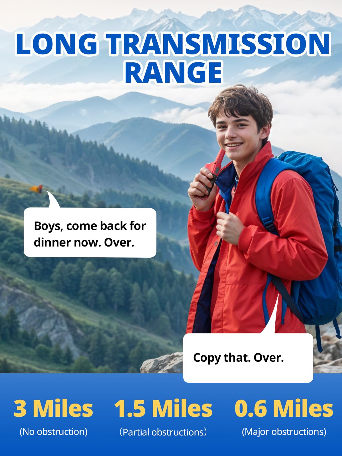 Walkie Talkies For Kids Rechargeable, 48 Hours Working Time 2 Way Radio Long Range, Outdoor Camping Games Toy Birthday Xmas Gift For Boys Age 8-12 3-5, 2 Pack